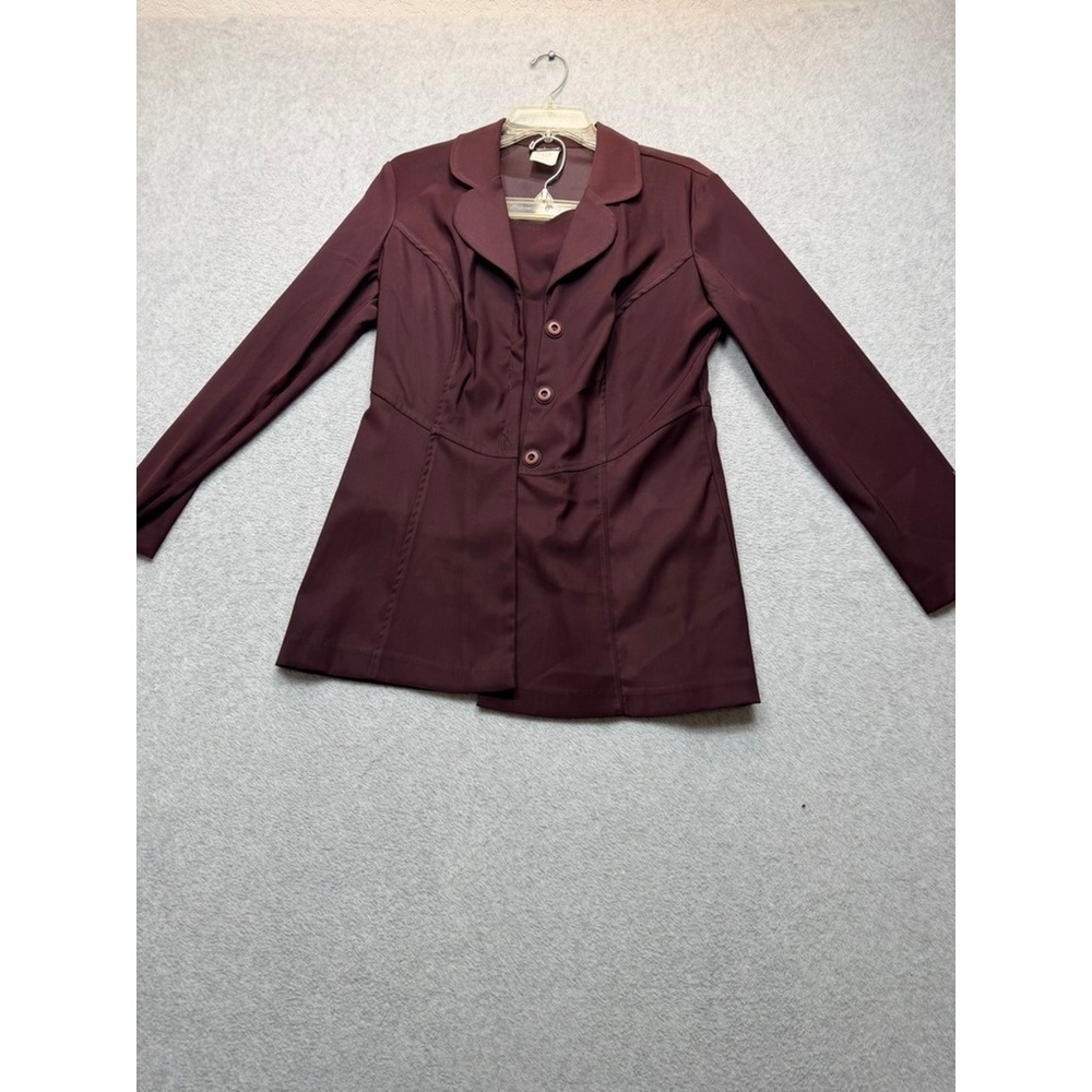 The Splurge Burgundy Skirt Suit Set Blazer and Skirt Two Piece Plum Professional